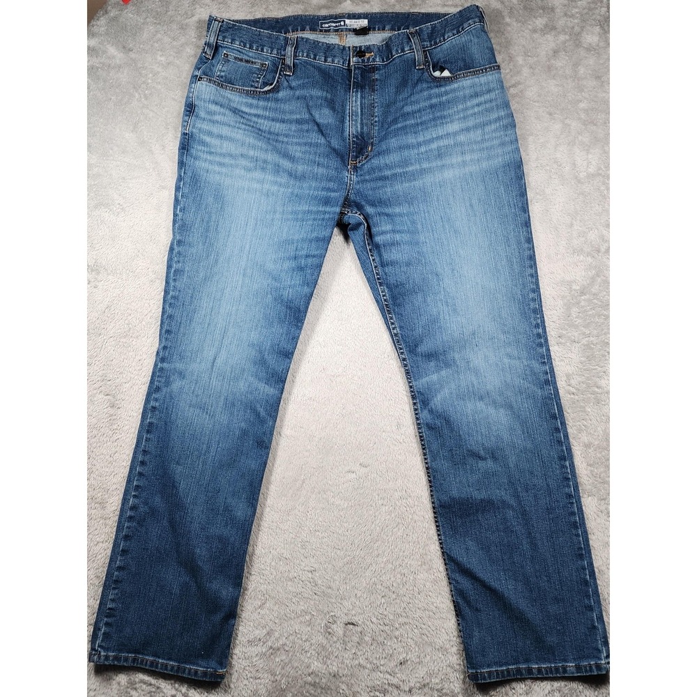 Carhartt Relaxed Fit Jeans Mens 40x32 Blue Medium Wash Straight Stretch BD2804-M
